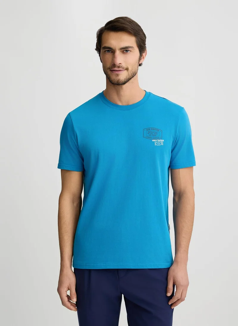 ليو جو Light blue T-shirt with print